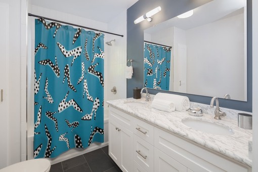 High Heel Shoes Shower Curtain | Polka Dot Bathroom Accessories | Festive Housewarming Present | Fun and Playful - Image 3
