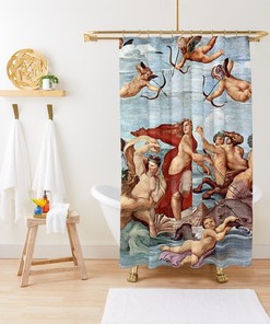 High Renaissance Raphael Art Shower Curtain | Waterproof Curtain + Hooks | Elegant Bathroom Decor