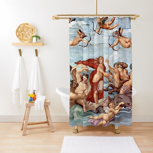 High Renaissance Raphael Art Shower Curtain | Waterproof Curtain + Hooks | Elegant Bathroom Decor