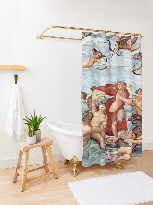 High Renaissance Raphael Art Shower Curtain | Waterproof Curtain + Hooks | Elegant Bathroom Decor - Image 2