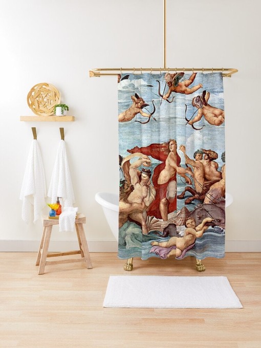 High Renaissance Raphael Art Shower Curtain | Waterproof Curtain + Hooks | Elegant Bathroom Decor - Image 3