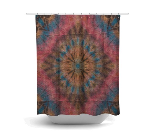 Hippie Faux Tie Dye Shower Curtain with Optional Bath Mat for Bohemian Vibes - Image 2