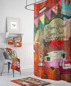 Hippie Heart Shower Curtain | Bohemian Bath Decor | Artistic Theme | Customizable