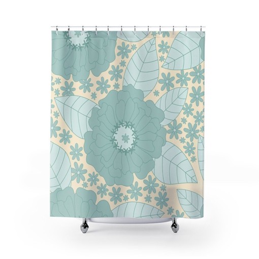 Hippie Inspired Retro Flower Shower Curtain, Vintage Bathroom Accessory with a Boho Touch - Image 2