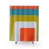 Hipster 70's Retro Shower Curtain in Green, Orange, White, and Teal Blue