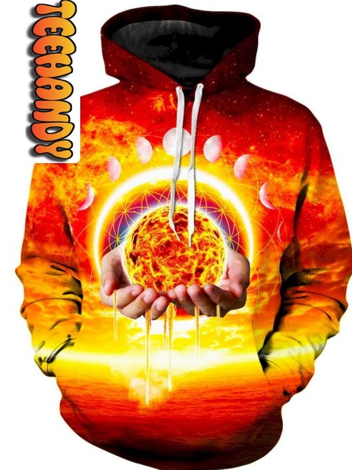 Holding the Sun Custom All Over Print 3D Hoodie with Artistic Touch