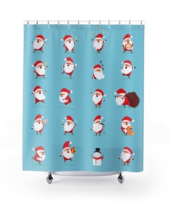 Holly Jolly Santa Merry Christmas Holiday Shower Curtain for Festive Bathroom Decor
