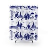 Hollywood Regency Toile Shower Curtain | Vintage Bathroom Shower Curtains | Old Hollywood Glam Bathroom Decor