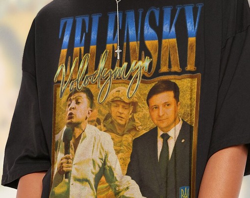 Homage Volodymyr Zelensky Tee, Ukraine President Fan Art Design - Image 2