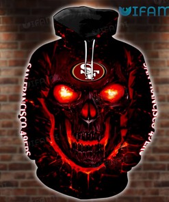 Hoodie 3D All-Over Print Red Fire Skull Gift for San Francisco 49ers Fans