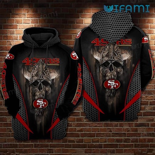 Hoodie 3D All-Over Print Warrior Skull Gift for San Francisco 49ers Fans