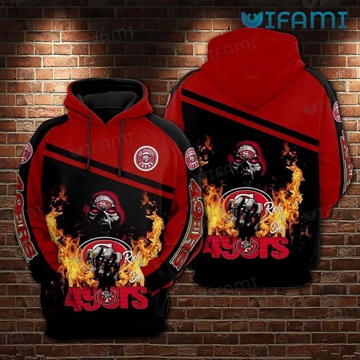 Hoodie 3D All-Over Print with Skull Fire Logo Gift for San Francisco 49ers Fans