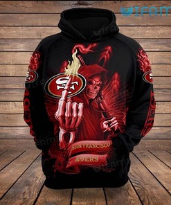 Hoodie with Death Fire Logo All Over Print Design for San Francisco 49ers Fans with Skull