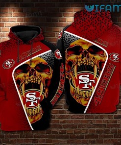 Hoodie with Holding Logo All Over Print Design for San Francisco 49ers Fans with Skull