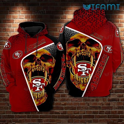 Hoodie with Holding Logo All Over Print Design for San Francisco 49ers Fans with Skull