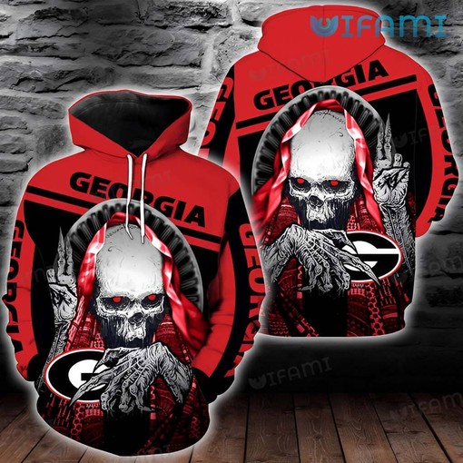 Hoodie with Skull Death Logo All Over Print Design for Georgia Bulldogs Fans
