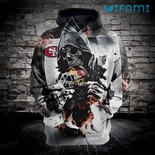 Hoodie with Tearing Out Football Helmet All Over Print 3D Design for San Francisco 49ers Fans