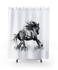 Horse Theme Vintage Bathroom Shower Curtain - Create an Elegant Look