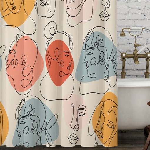 Housewarming Gift Minimalist Boho Woman Portrait Shower Curtain for Home Bathroom Decor