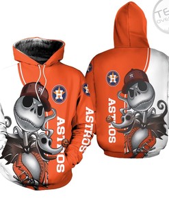 Houston Astros All Over Print 3D Hoodie with Jack Skellington and Zero Custom
