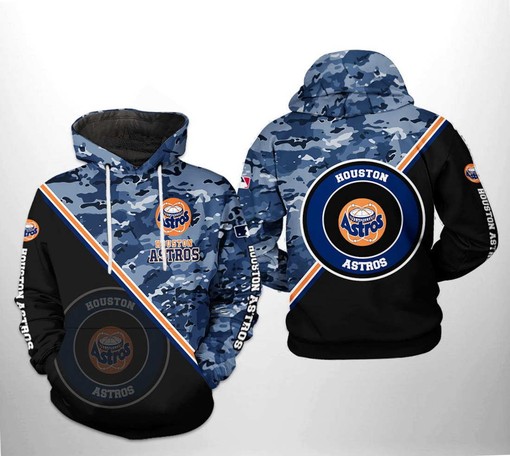 Houston Astros All Over Print Camo Team 3D Hoodie Zipper - 3D All Over Print Hoodie Size S-5XL