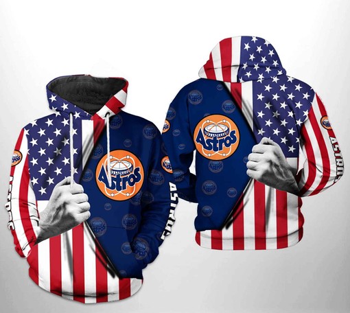 Houston Astros All Over Print US Flag 3D Hoodie Zipper - 3D Print Hoodies