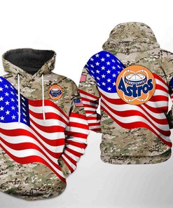 Houston Astros All Over Print US Flag Camo Veteran 3D Hoodie - Zip Hoodie Hoodie for Women