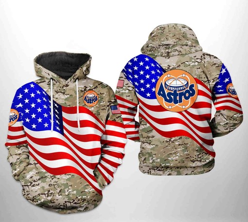 Houston Astros All Over Print US Flag Camo Veteran 3D Hoodie - Zip Hoodie Hoodie for Women