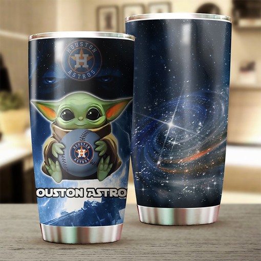 Houston Astros Baby Yoda MLB Tumbler - Personalized Design - Image 2