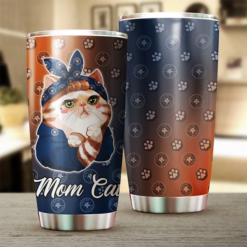 Houston Astros Cat Mom MLB Tumbler for Feline Fanatics with Personalized Engraving and Logo - Image 2