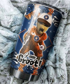 Houston Astros MLB Tumbler with Marvel's "I Am Groot" Personalization and Custom MLB Logo