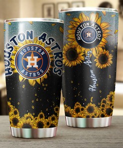 Houston Astros MLB Tumbler with Sunflower Design - Ideal Tumbler for Astros Fans