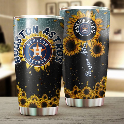 Houston Astros MLB Tumbler with Sunflower Design - Ideal Tumbler for Astros Fans