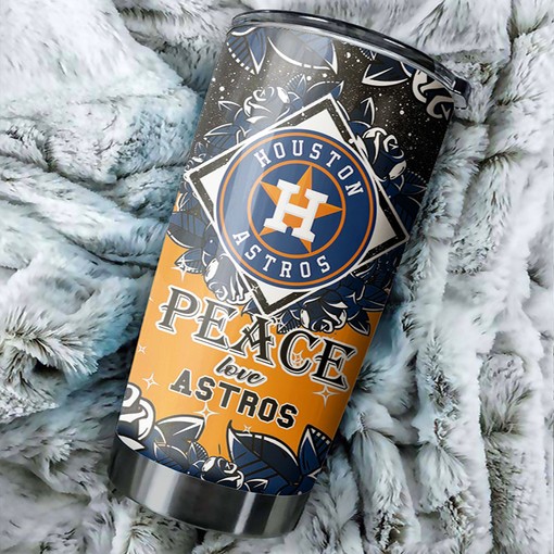 Houston Astros Peace and Love Edition MLB Tumbler - Baseball Mom Tumbler Ideas
