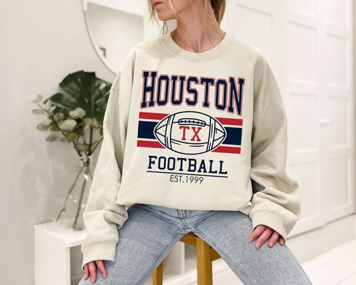 Houston Football Sweatshirt, Vintage Retro NFL Shirt for Houston Fans, NCAA Shirt