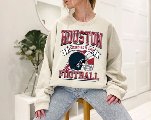 Houston Football Team Sweatshirt, Retro NFL Football Shirt for Houston Fans, College Shirts