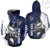 Houston Texans Graphic All Over Print 3D Hoodie with Jack Skellington and Zero Custom