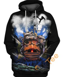 Howl's Moving Castle Vintage Scenery 3D Hoodie with Studios Ghibli-Inspired Design