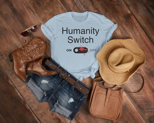 Humanity Switch Unisex Tees, Vampire Diaries Shirt, Distressed Bleached Tee, TVD Fan Gift, Summer Womens Shirt - Image 3
