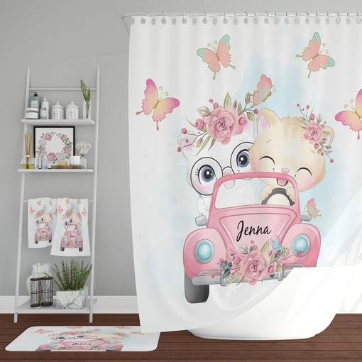Humorous Cats and Butterflies Shower Curtain Set - Humorous Bath Decor You'll Love