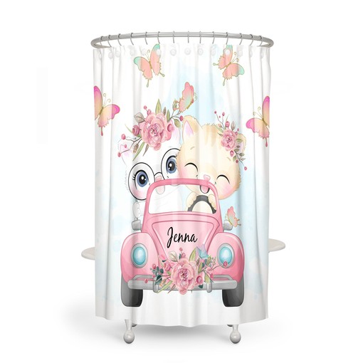 Humorous Cats and Butterflies Shower Curtain Set - Humorous Bath Decor You'll Love - Image 2