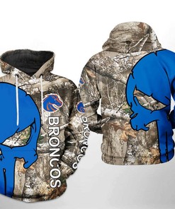 Hunting Improved with Boise State Broncos NCAA Camo Veteran Hunting 3D Hoodie Zipper Hoodie Featuring All Over Print