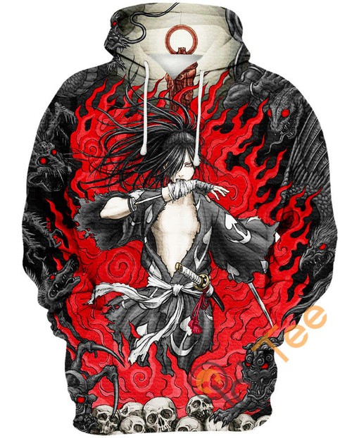 Hyakkimaru Fire Hell Warrior 3D Hoodie with Unique Design for Anime Fans