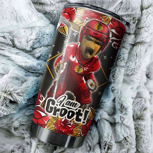 "I Am Groot" Marvel Design Chicago Blackhawks NHL Tumbler