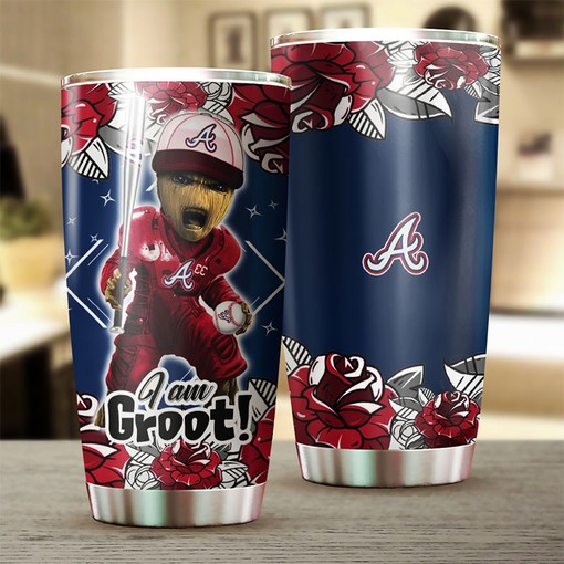 I Am Groot Quote and Custom MLB Logo - Atlanta Braves MLB Tumbler with Personalized Tumbler and Tumbler Gift for Fans - Image 2