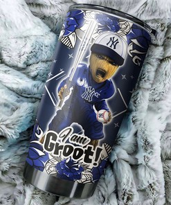 I Am Groot Quote and MLB Logo - New York Yankees MLB Tumbler with Personalized Design and Baseball Tumbler Ideas