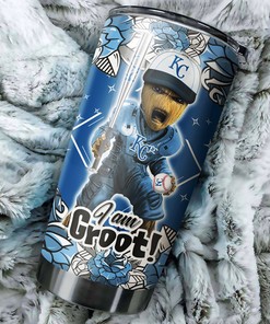 I Am Groot Quote and Personalized Design - Kansas City Royals MLB Tumbler with Sports Tumbler 20oz MLB Coffee Tumbler