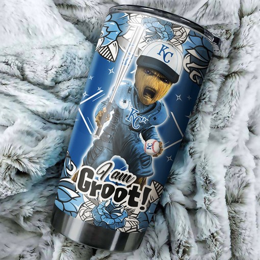 I Am Groot Quote and Personalized Design - Kansas City Royals MLB Tumbler with Sports Tumbler 20oz MLB Coffee Tumbler