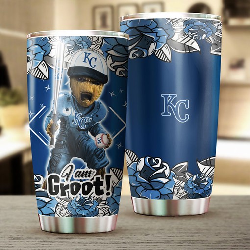 I Am Groot Quote and Personalized Design - Kansas City Royals MLB Tumbler with Sports Tumbler 20oz MLB Coffee Tumbler - Image 2