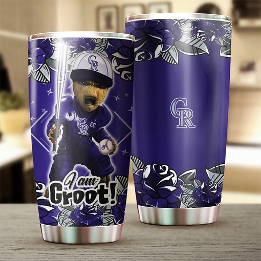I Am Groot Quote and Personalized Design for Loyal Fans - Colorado Rockies MLB Tumbler with Baseball Tumbler - Image 2